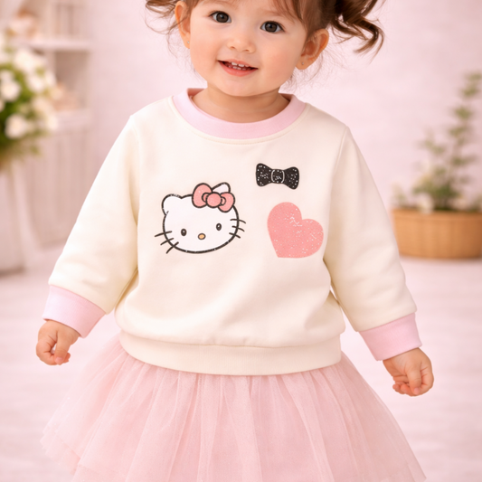 Kitty Pullover Sweatshirt Pink